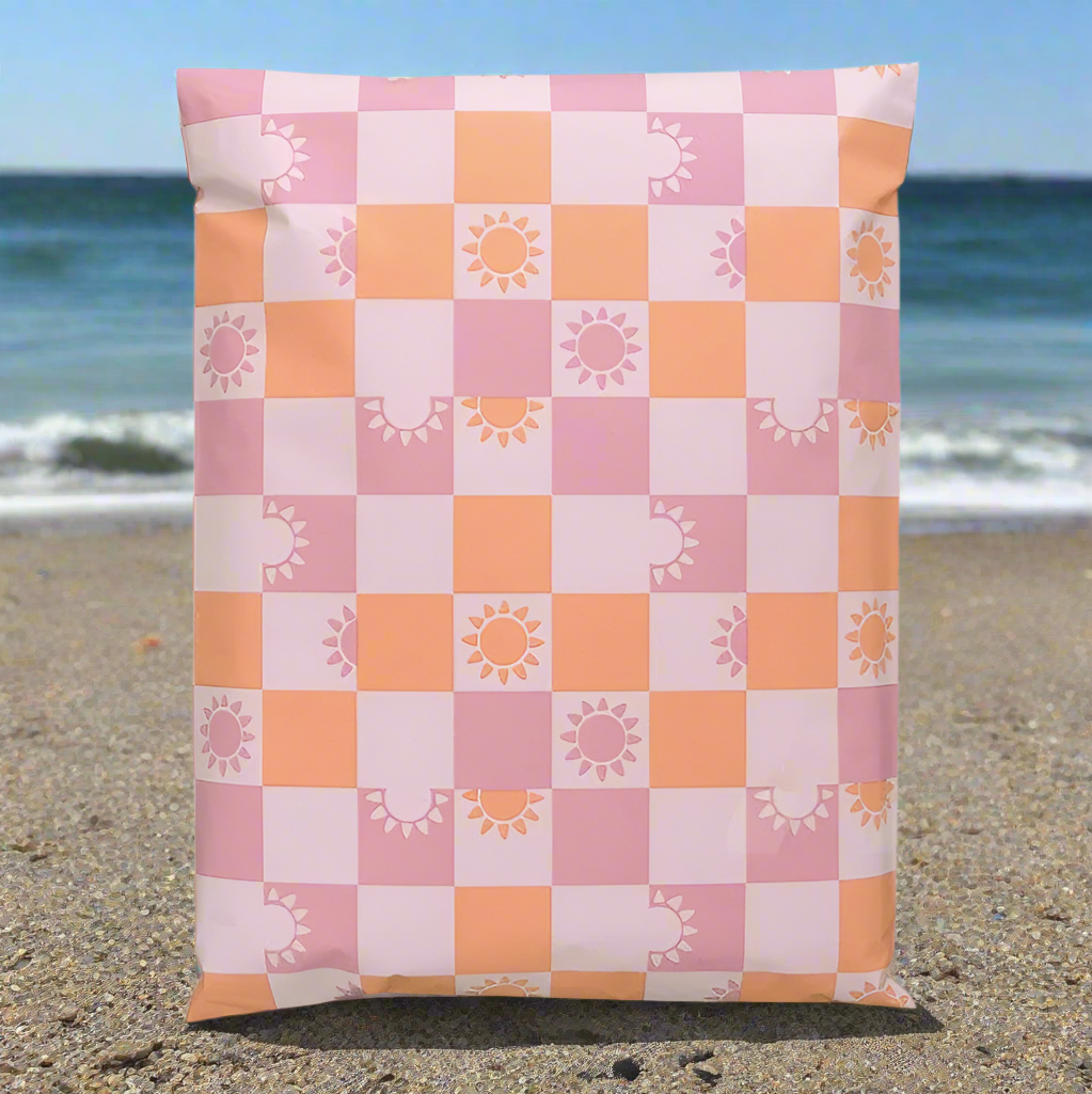 Sunny Check Sunshine Poly Mailers Size 14x17 Summer Shipping Bags