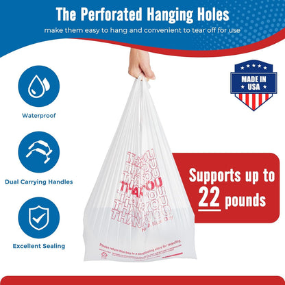 11.5 x 6.5 x 21“  0.47mil Thank You Plastic Bags 1000 Count