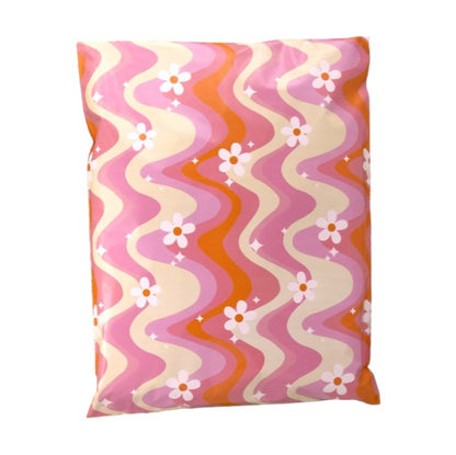 Pink Wavy Daisy Poly Mailers Size 12x15.5 Colorful Shipping Bags