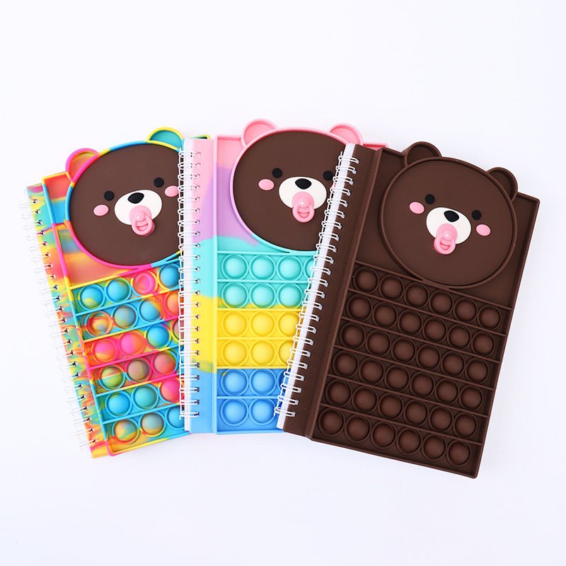 Bear Fidget Notebooks Bubble Pop Toy Popper Note Book - Shipping In Style