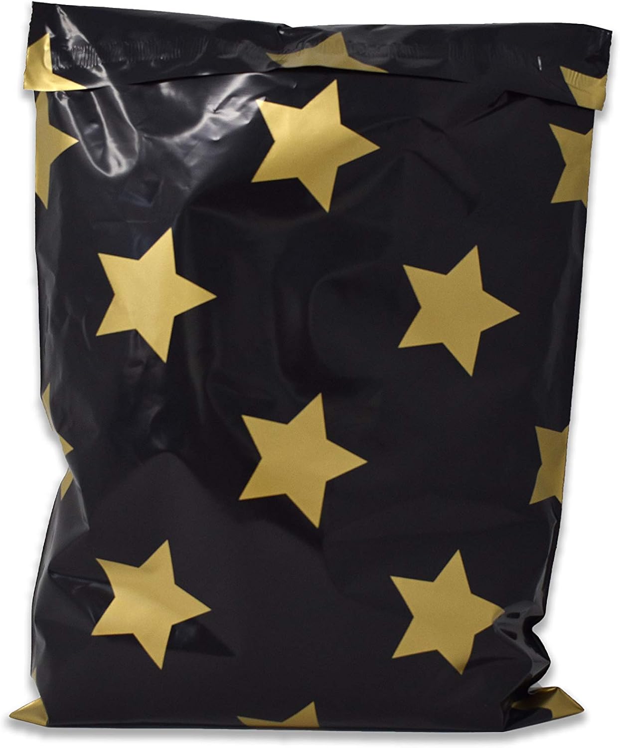 Black Gold Stars Poly Mailers Size 10x13 Colorful Shipping Bags - Shipping In Style