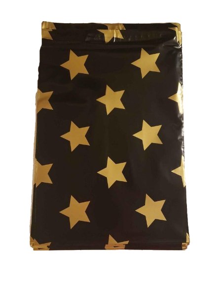 Black Gold Stars Poly Mailers Size 6x9 Shipping Bags - Shipping In Style