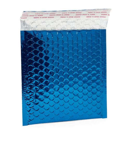 Blue Metallic Bubble Mailers Size 5x5 Padded Shipping Bags - Shipping In Style