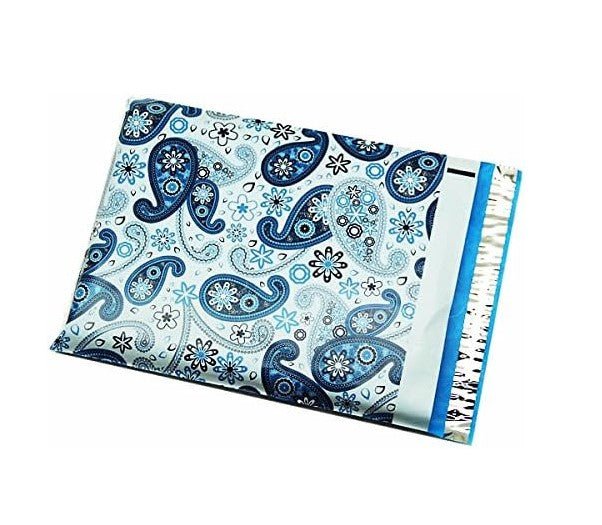 Blue Paisley Poly Mailers Size 6x9 Shipping Bags - Shipping In Style
