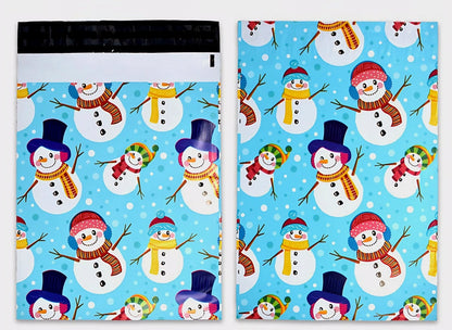 Blue Snowman Poly Mailers Size 10x13 Christmas Shipping Bags - Shipping In Style