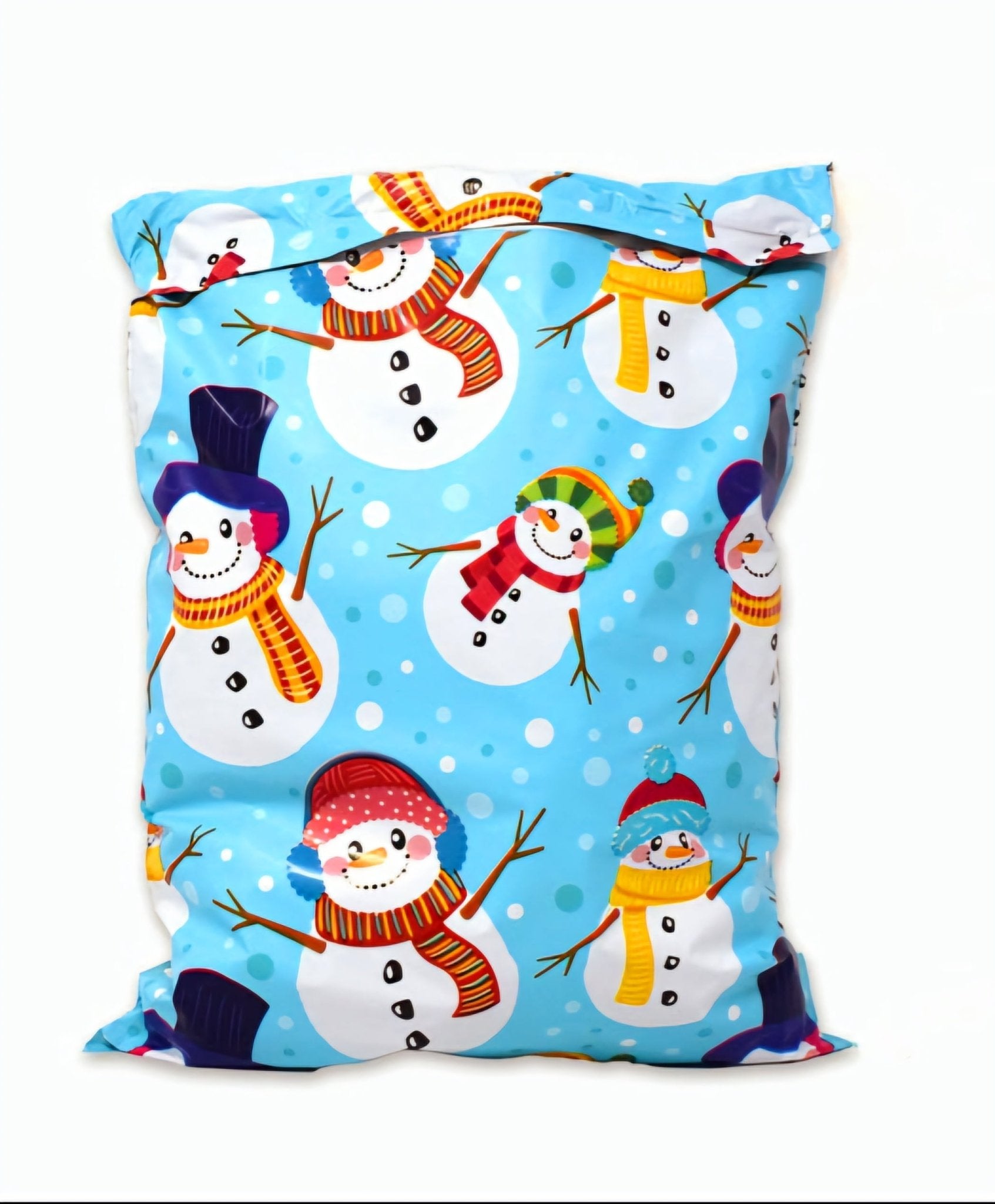 Blue Snowman Poly Mailers Size 10x13 Christmas Shipping Bags - Shipping In Style