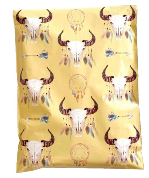 Boho Bull Skull Poly Mailers Size 10x13 Colorful Shipping Bags - Shipping In Style