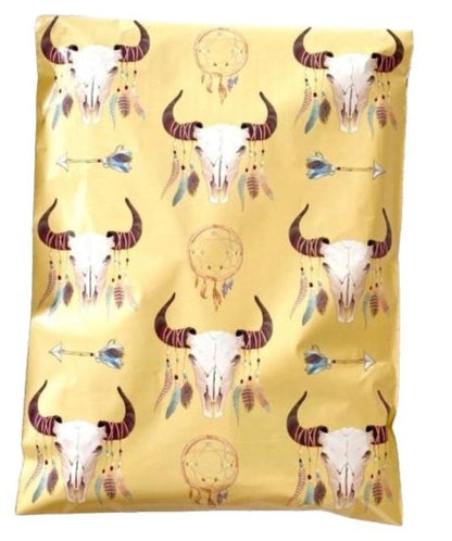 Boho Bull Western Poly Mailers Size 10x13 Colorful Shipping Bags - Shipping In Style
