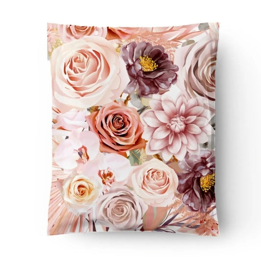 Boho Flowers & Roses Poly Mailers Size 10x13 Colorful Shipping Bags - Shipping In Style