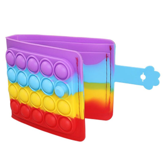 Bubble Pop Toy Fidget Bi Fold Wallet Rainbow Red - Shipping In Style