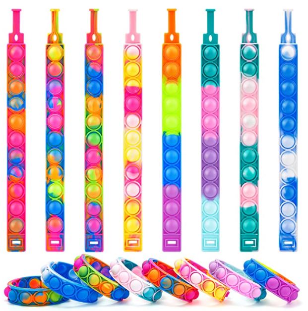 Bubble Pop Toy Fidget Bracelets for Boys or Girls Rainbow Tie Dye Colors - Shipping In Style
