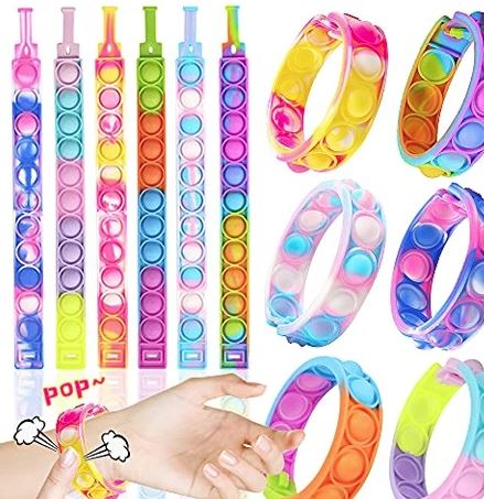 Bubble Pop Toy Fidget Bracelets for Boys or Girls Rainbow Tie Dye Colors - Shipping In Style