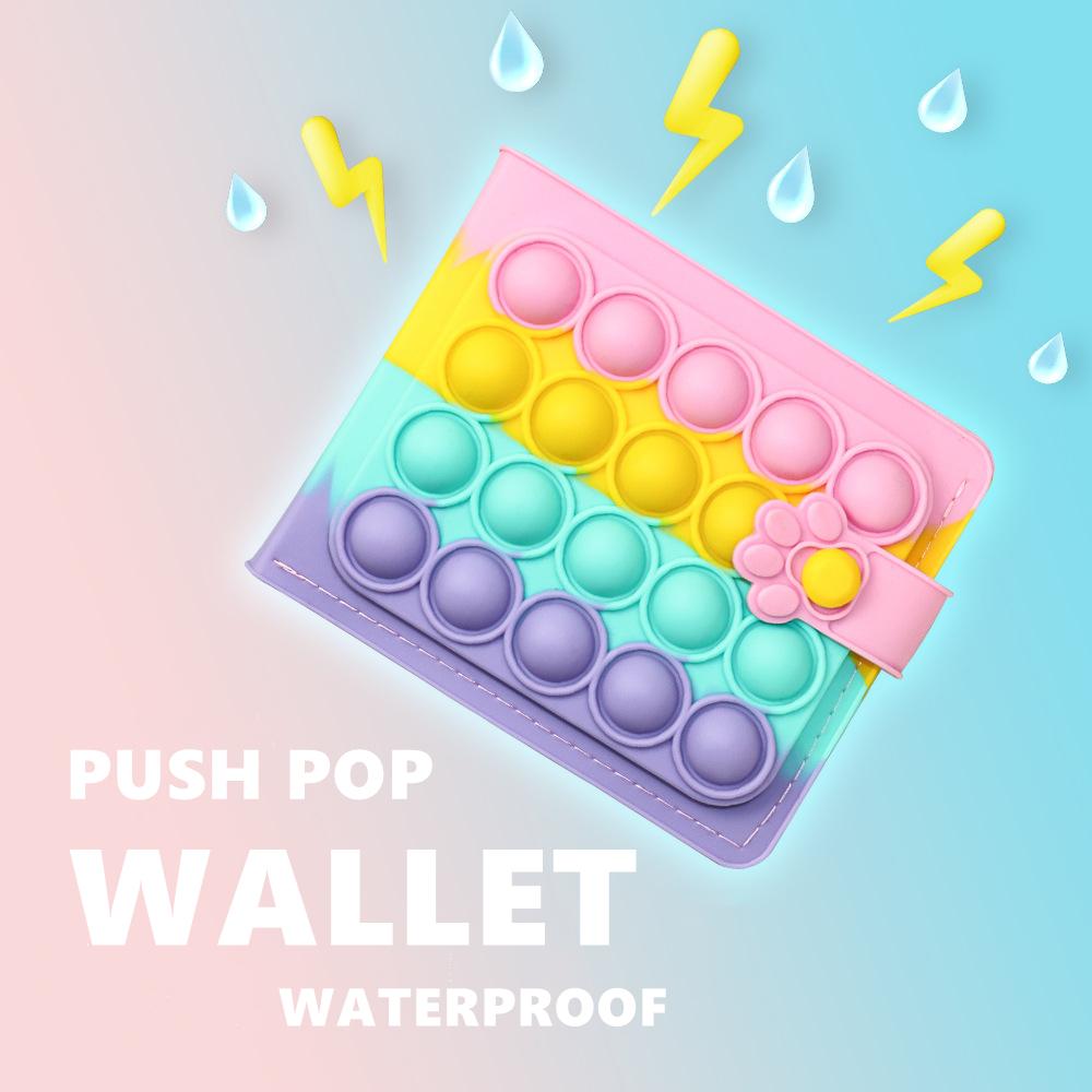 Bubble Toy Pop Fidget Bi Fold Wallet Rainbow Pastel Pink - Shipping In Style