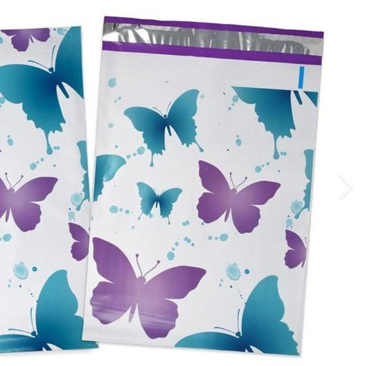 Butterfly Purple Turquoise Poly Mailers Size 10x13 Colorful Shipping Bags - Shipping In Style