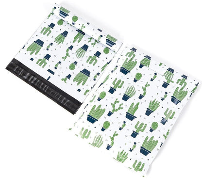 Cactus Plants Poly Mailers Size 10x13 Colorful Shipping Bags White - Shipping In Style