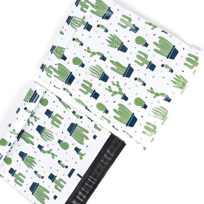 Cactus Plants Poly Mailers Size 10x13 Colorful Shipping Bags White - Shipping In Style