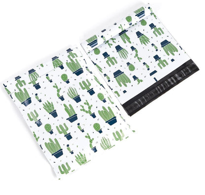 Cactus Plants Poly Mailers Size 10x13 Colorful Shipping Bags White - Shipping In Style