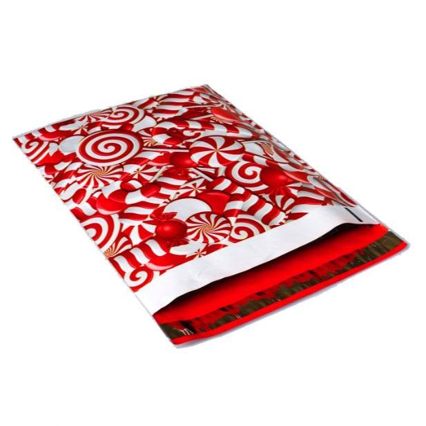 Candy Cane Christmas Poly Mailers Size 10x13 Shipping Bags - Shipping In Style