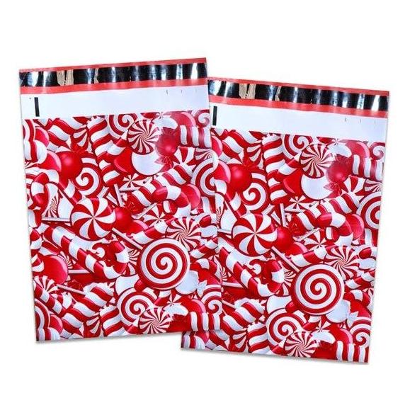 Candy Cane Christmas Poly Mailers Size 10x13 Shipping Bags - Shipping In Style