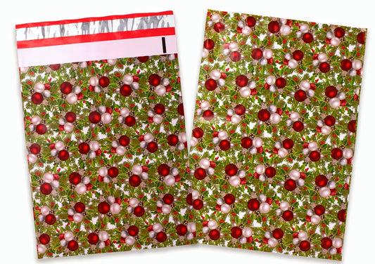 Christmas Ornament Red Green Poly Mailers Size 10x13 Shipping Bags - Shipping In Style