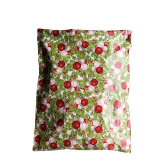 Christmas Ornament Red Green Poly Mailers Size 10x13 Shipping Bags - Shipping In Style