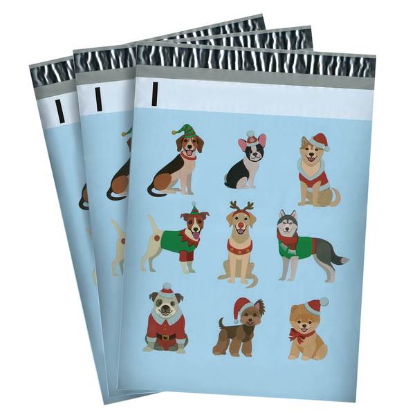 Christmas Pup Poly Mailers Size 10x13 Shipping Bags Puppy Dog - Shipping In Style
