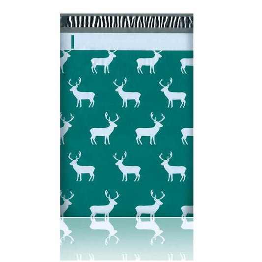 Christmas Reindeer Green Deer Poly Mailers Size 10x13 Shipping Bags - Shipping In Style