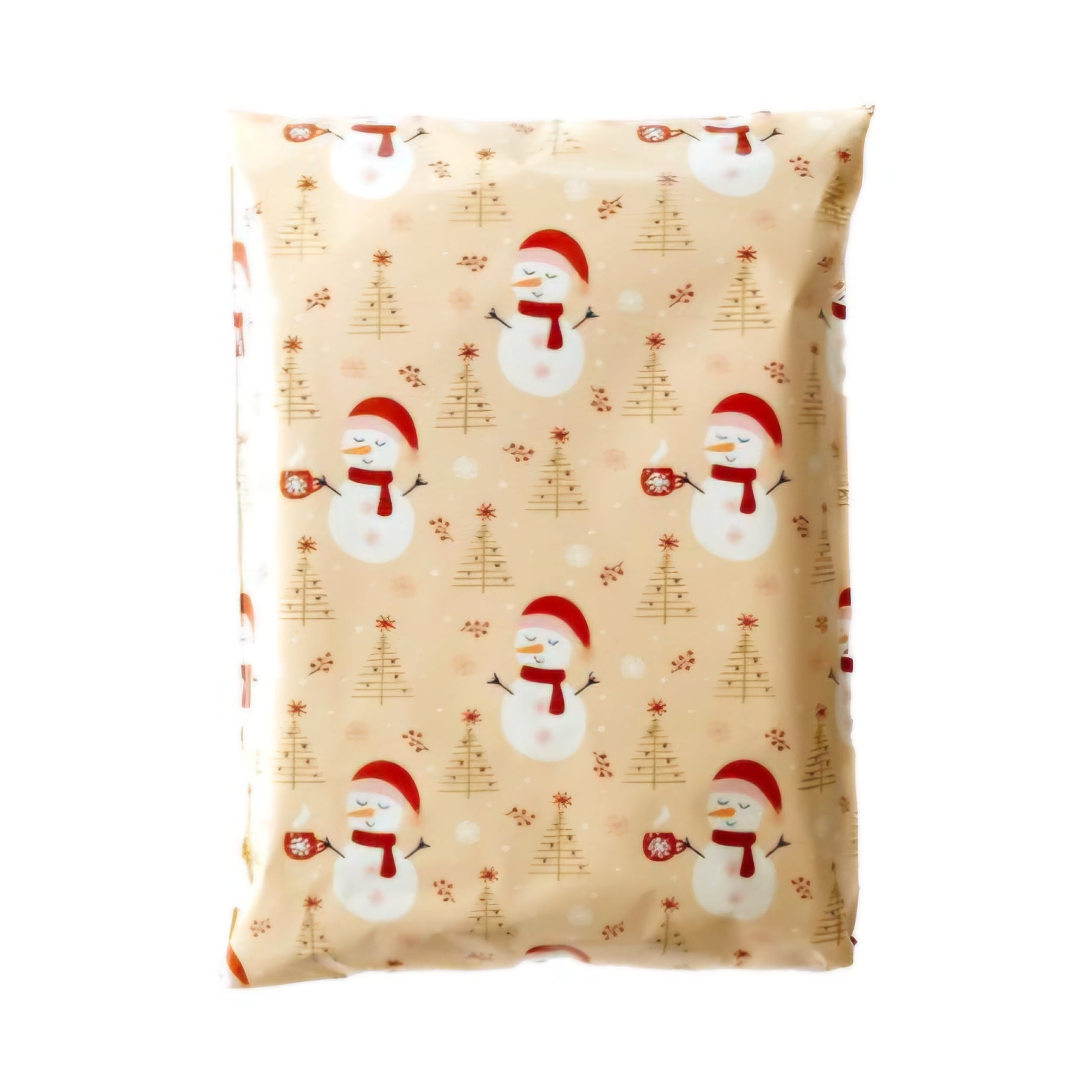 Christmas Snowman Santa Hat Beige Poly Mailers Size 14x17 Shipping Bags - Shipping In Style