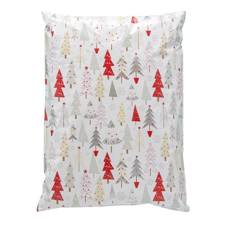 Christmas Trees Poly Mailers Size 14.5x19 White Christmas Shipping Bags - Shipping In Style