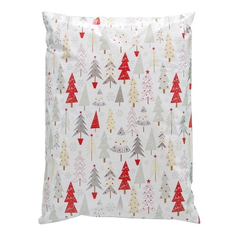 Christmas Trees Poly Mailers Size 14.5x19 White Christmas Shipping Bags - Shipping In Style