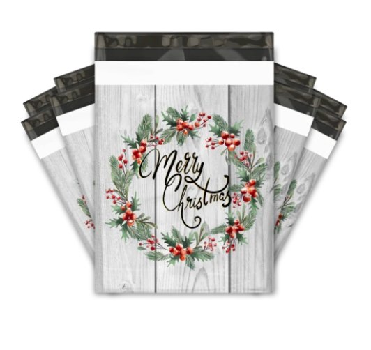Christmas Wreath Poly Mailers Size 10x13 Shipping Bags - Shipping In Style