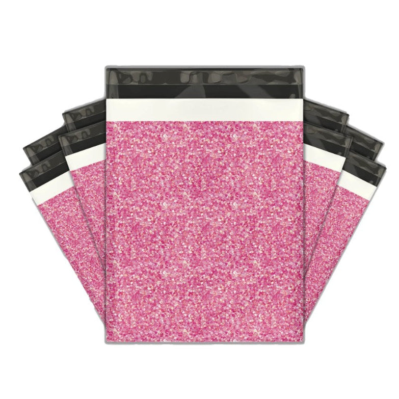 Pink Confetti Glitter Poly Mailers Size 10x13 Shipping Bags