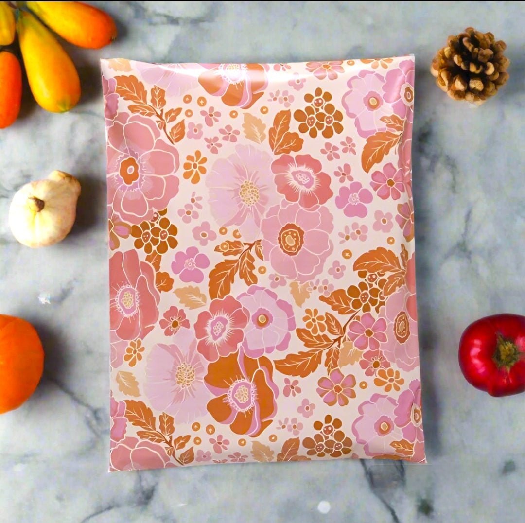 Fall Flowers Poly Mailers Size 10x13 Autumn Floral Shipping Bags - Shipping In Style