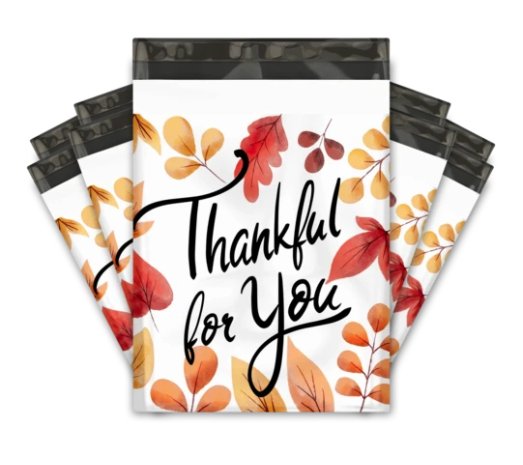 Fall Leaves Thankful for You Poly Mailers Size 10x13 Shipping Bags - Shipping In Style