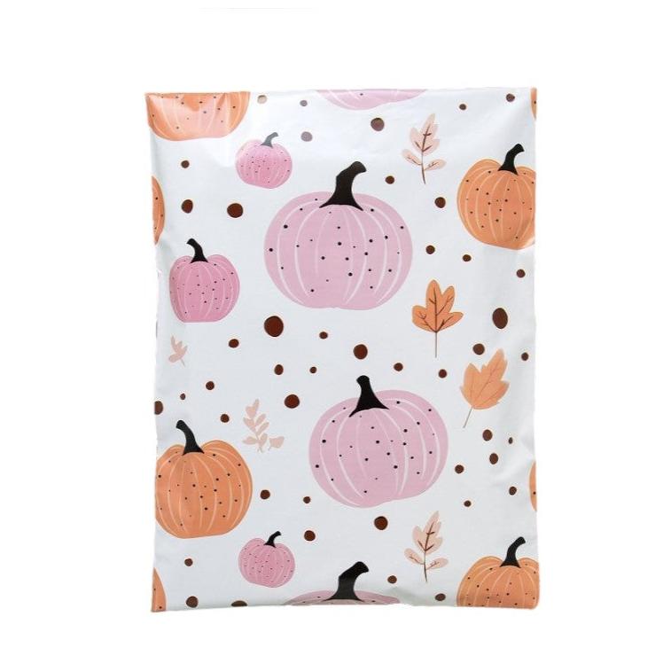 Fall Pumpkin Poly Mailers Size 7.5x10.5 Halloween Shipping Bags - Shipping In Style