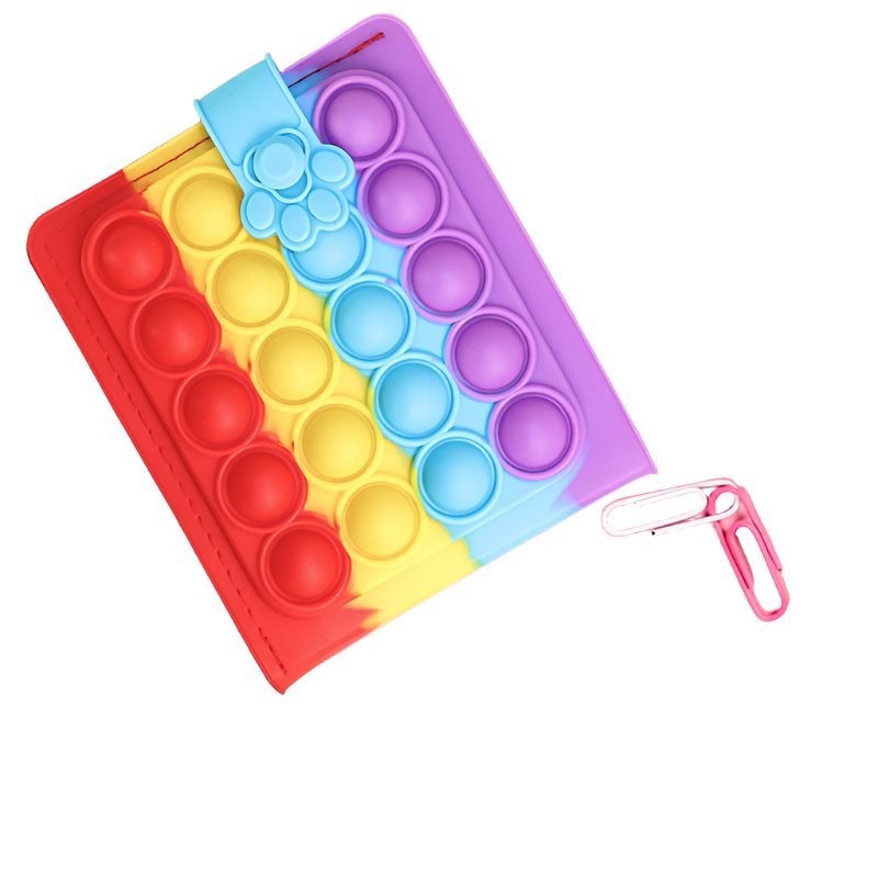 Fidget Wallet - Rainbow Red Bubble Pop Fidgets - Shipping In Style