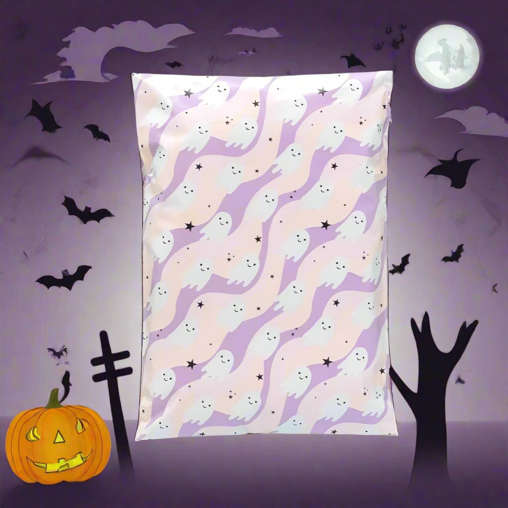 Ghosts Halloween Poly Mailers Size 7.5x10.5 Shipping Bags - Shipping In Style