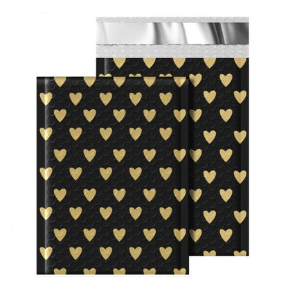 Gold Heart Bubble Mailers Size 6.5x10 Padded Shipping Bags - Shipping In Style