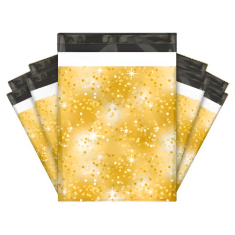 Gold Sparkle Poly Mailers Size 10x13 Colorful Shipping Bags - Shipping In Style