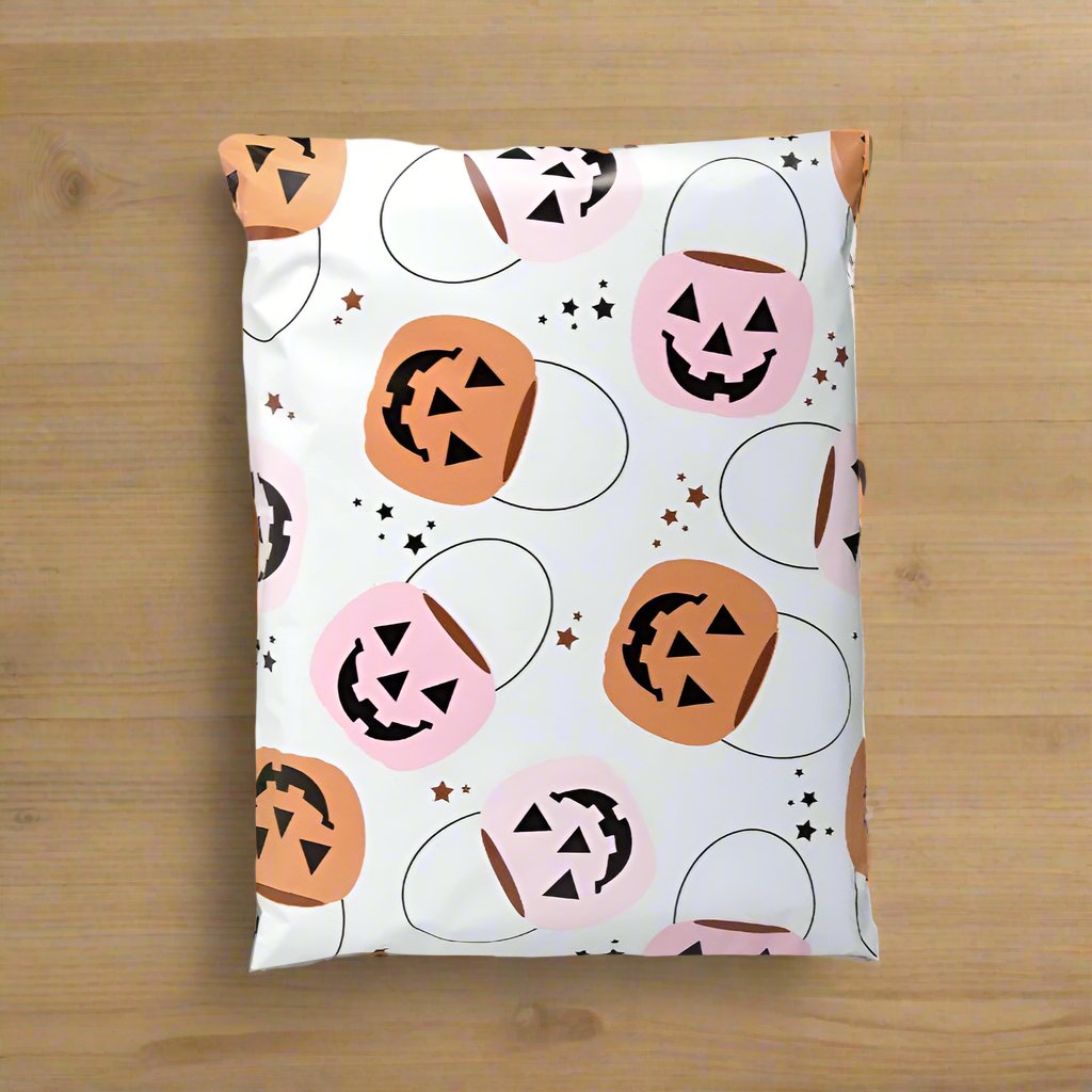 Halloween Pumpkin Poly Mailers Size 10x13 Trick or Treat Shipping Bags - Shipping In Style