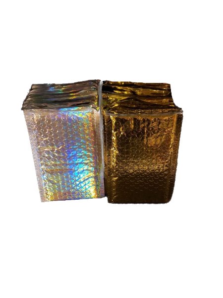 Holographic and Gold Metallic Variety Mix Bubble Mailers Size 4.25x7 Padded Shipping Bags - Shipping In Style