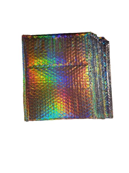 Holographic Silver Metallic Bubble Mailers Size 4x8 Padded Shipping Bags - Shipping In Style