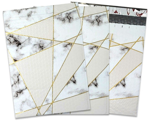 Marble Metallic Bubble Mailers Size 4.25x7 Padded Shipping Bags - Shipping In Style