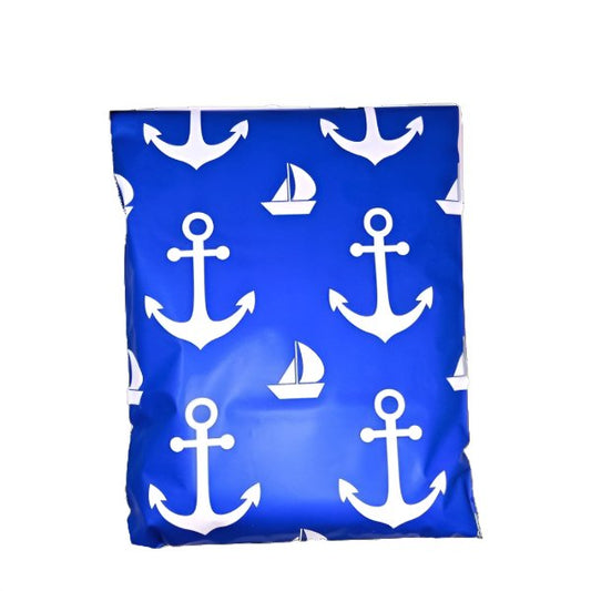Nautical Anchor Ocean Blue Poly Mailers Size 10x13 inch Pack of 20 Shipping Bags - Shipping In Style