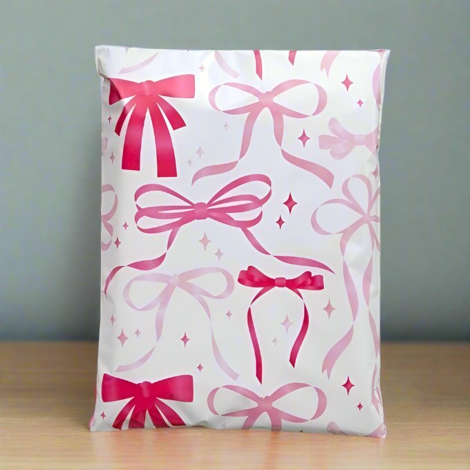 Pink Bow Poly Mailers Size 10x13 Shipping Bags - Shipping In Style