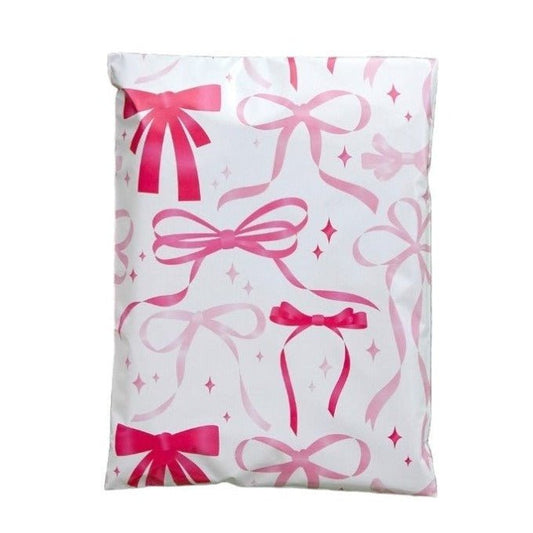 Pink Bow Poly Mailers Size 7.5x10.5 Shipping Bags - Shipping In Style