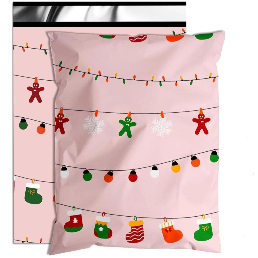 Pink Christmas Lights Poly Mailers Size 10x13 Shipping Bags - Shipping In Style