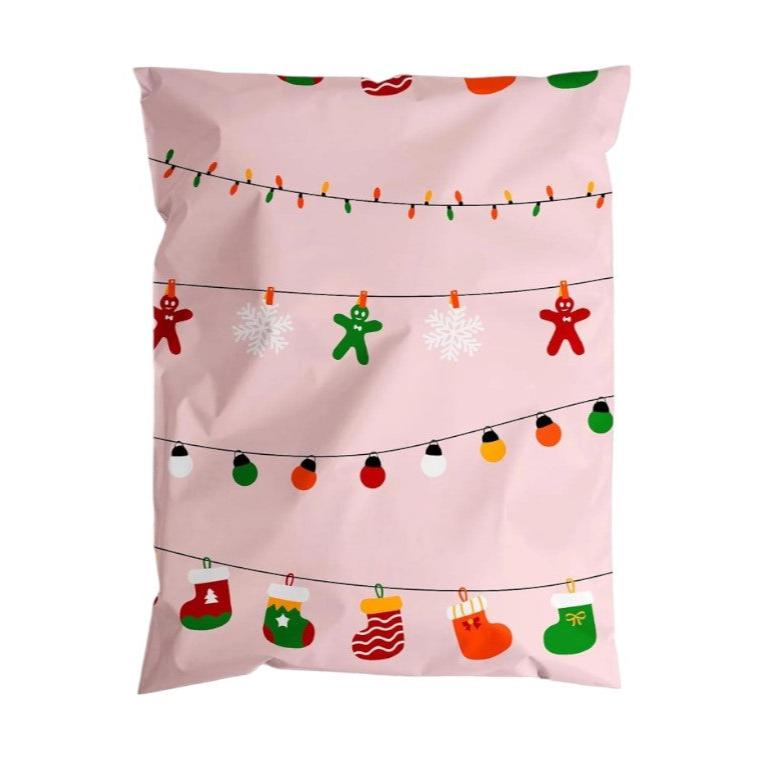 Pink Christmas Lights Poly Mailers Size 10x13 Shipping Bags - Shipping In Style