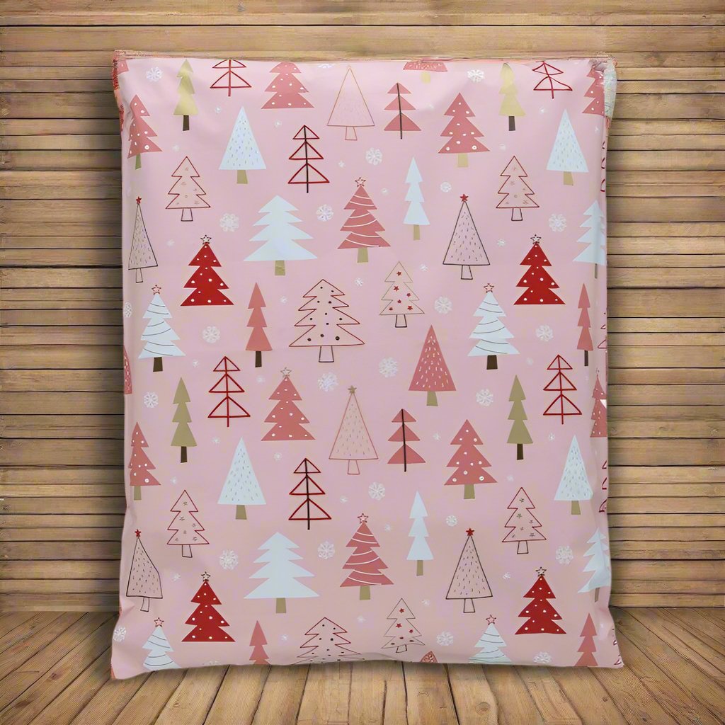 Pink Christmas Tree Poly Mailers Size 14x17 Shipping Bags - Shipping In Style