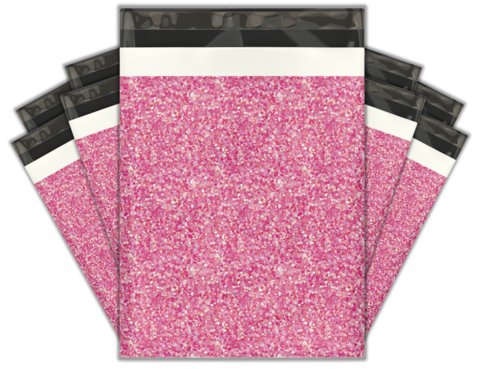 Pink Confetti Glitter Poly Mailers Size 10x13 Shipping Bags - Shipping In Style